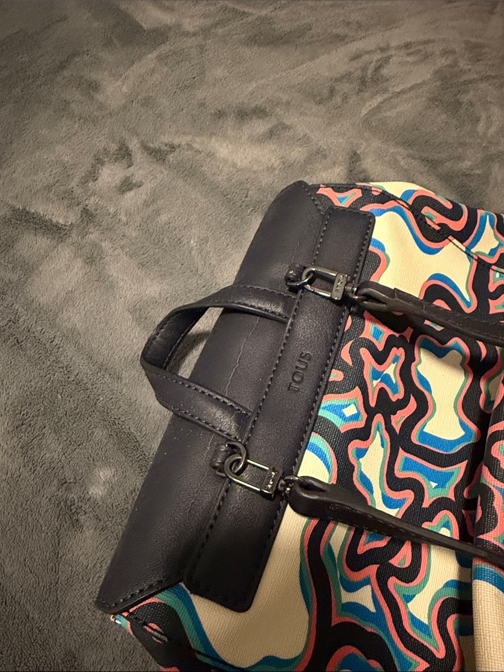 Tous Navy Multicolor Abstract-Print Mini Backpack - Picture 3 of 4